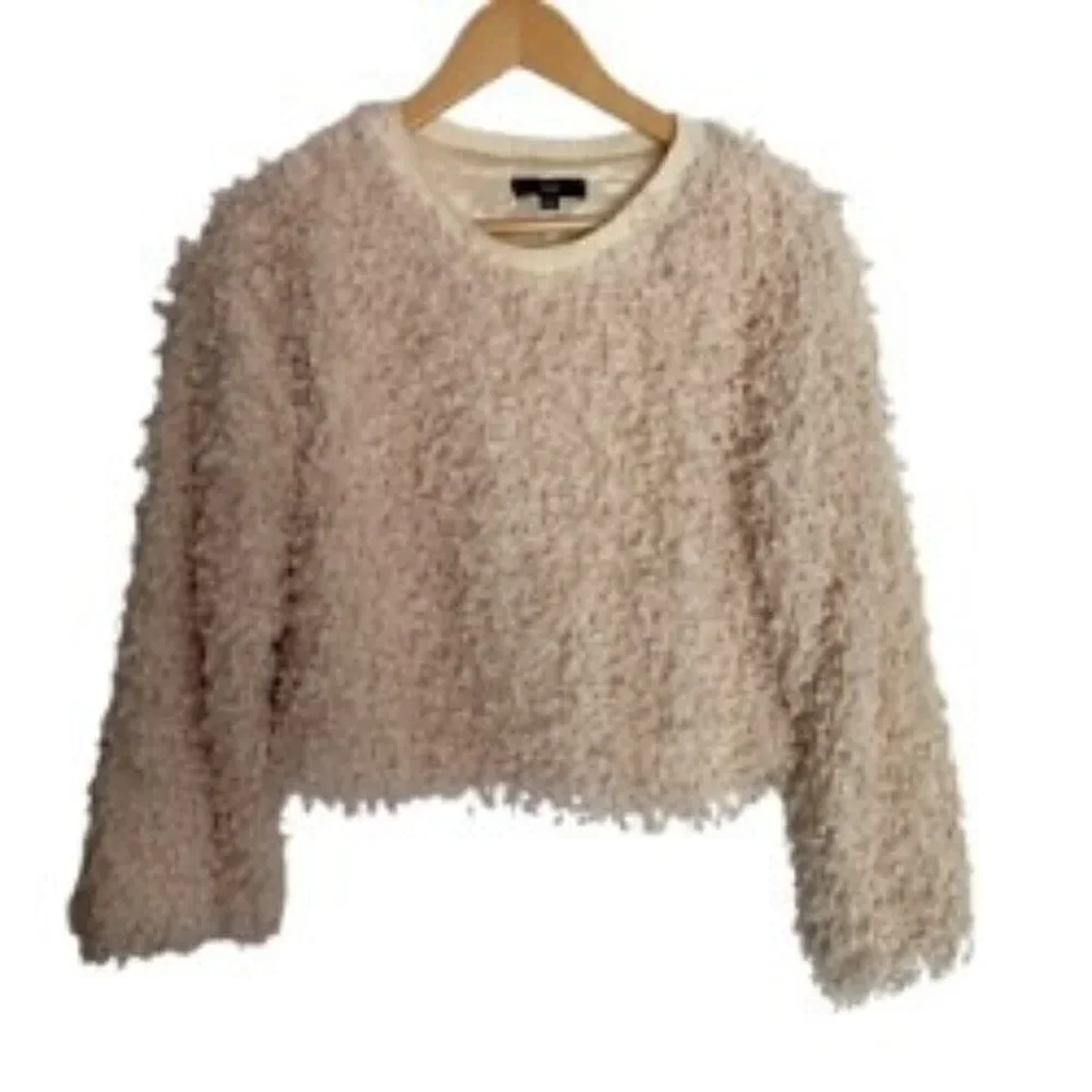 Fate Cream Shaggy Pullover Cropped Sweater